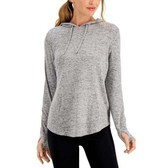 Ideology Tops - ID Ideology Mushy Knit Hoodie-Gray-L/ XXL